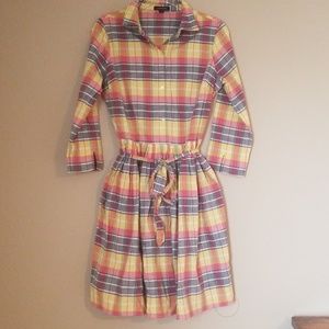 Land's End Plaid SZ 8 Plaid Spring Pleated Dress
